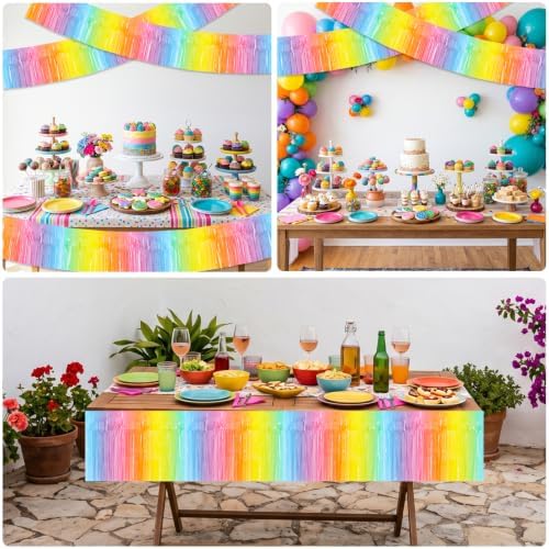 3 Pack Light Macaron Foil Fringe Garland 30ft Wall Tinsel Banner in Light Macaron, alternate view 4