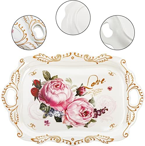 3-Pack Melamine Serving Tray, Stackable Food Tray with Handles for Eating, Unbreakable Large Serving Platter, alternate view