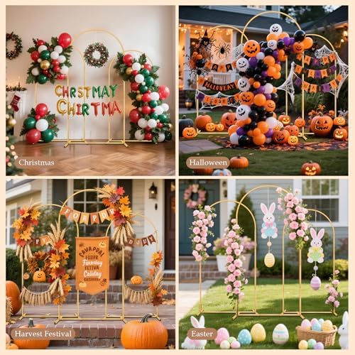3 Pack Metal Arch Backdrop Stand(6 ft, 5 ft, 4 ft) Balloon Arbor Frame, alternate view 3