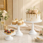3 Pack Metal Cake Stand, 8 10 12 Inch Tiered Display in White, alternate view 2