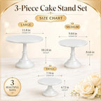 3 Pack Metal Cake Stand, 8 10 12 Inch Tiered Display in White, alternate view 3