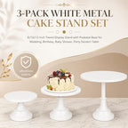 3 Pack Metal Cake Stand, 8 10 12 Inch Tiered Display in White, alternate view 4