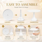 3 Pack Metal Cake Stand, 8 10 12 Inch Tiered Display in White, alternate view 5