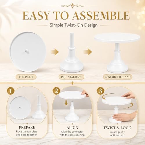 3 Pack Metal Cake Stand, 8 10 12 Inch Tiered Display in White, alternate view 5