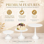 3 Pack Metal Cake Stand, 8 10 12 Inch Tiered Display in White, alternate view 6