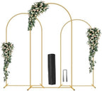 3 Pack Metal Wedding Arch (7.2FT, 6.6FT, 6FT) Backdrop Gold Balloon Stand
