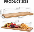 3 Pack Natural Wood Color Cake Stand Serving Tray with Acrylic Lid, 15 x 6 x 4 Inches Charcuterie Table Display, alternate