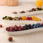 3 Pack Olive Trays, 12" Ceramic Olive Dish for Appetizers Crackers in 12 inches in White, alternate view 2