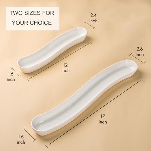 3 Pack Olive Trays, 12" Ceramic Olive Dish for Appetizers Crackers in 12 inches in White, alternate view 3