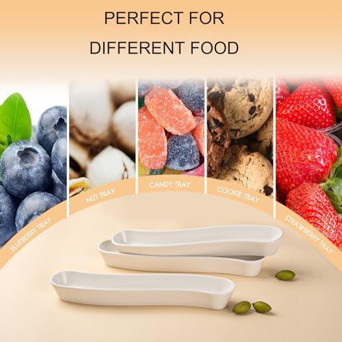3 Pack Olive Trays, 12" Ceramic Olive Dish for Appetizers Crackers in 12 inches in White, alternate view 6