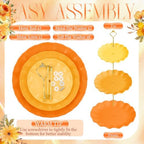 3 Pack Orange Cupcake Stands, Round 3-Tier Gradient Serving Tray, Plastic Dessert Table Display Tower for, alternate view 3