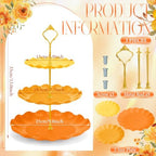 3 Pack Orange Cupcake Stands, Round 3-Tier Gradient Serving Tray, Plastic Dessert Table Display Tower for, alternate view 4