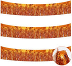 3 Pack Orange Wavy Foil Fringe Garland 30ft Tinsel Wall Decor in Wavy Orange
