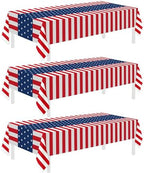 3 Pack Patriotic Tablecloth, Disposable Plastic Tablecloth 54"x108" Patriotic Decorations, Birthday Party Table