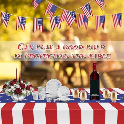 3 Pack Patriotic Tablecloth, Disposable Plastic Tablecloth 54"x108" Patriotic Decorations, Birthday Party Table, alternate