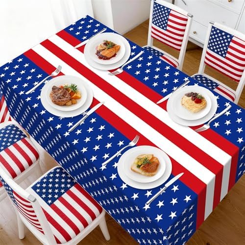 3 Pack Patriotic Tablecloths, Red White and Blue Tablecloth, Patriotic Decor, alternate view 2