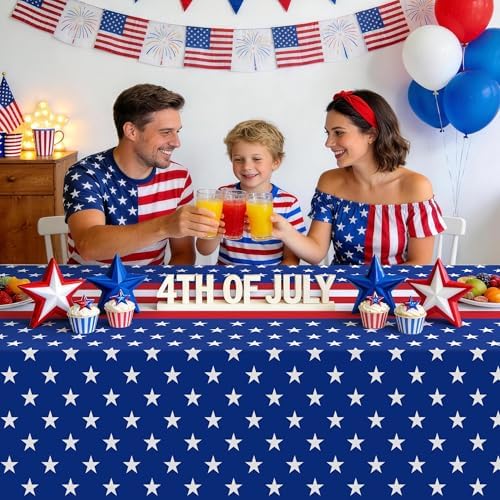 3 Pack Patriotic Tablecloths, Red White and Blue Tablecloth, Patriotic Decor, alternate view 6