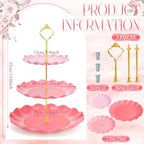 3 Pack Pink Cupcake Stands, Round 3-Tier Gradient Serving Tray in Pink, alternate view 3