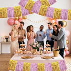 3 Pack Pink Gold Foil Fringe Garland 30ft Wall Tinsel Banner in Pink Gold, alternate view 6