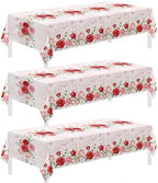 3 Pack Pink Tablecloth, Floral Tablecloth,54" x 108" Disposable Plastic Table Cloth for Rectangle, Pink Table