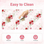 3 Pack Pink Tablecloth, Floral Tablecloth,54" x 108" Disposable Plastic Table Cloth for Rectangle, Pink Table, alternate view