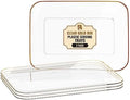 3 Pack Plastic Serving Trays for Party - Gold Serving Tray 8 x 11 Inch - Heavy Duty Dessert Trays for Food