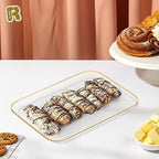 3 Pack Plastic Serving Trays for Party - Gold Serving Tray 8 x 11 Inch - Heavy Duty Dessert Trays for Food, alternate view 2