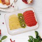 3 Pack Plastic Serving Trays for Party - Gold Serving Tray 8 x 11 Inch - Heavy Duty Dessert Trays for Food, alternate view 6