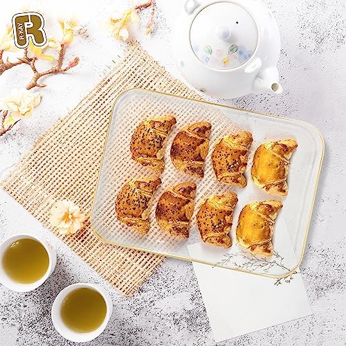 3 Pack Plastic Serving Trays for Party - Gold Serving Tray 8 x 11 Inch - Heavy Duty Dessert Trays for Food, alternate view 7