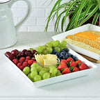 3 Pack Plastic Serving Trays, Square Serving Platter for Parties, 10 inch x 10 inch (White) in White, alternate view 2