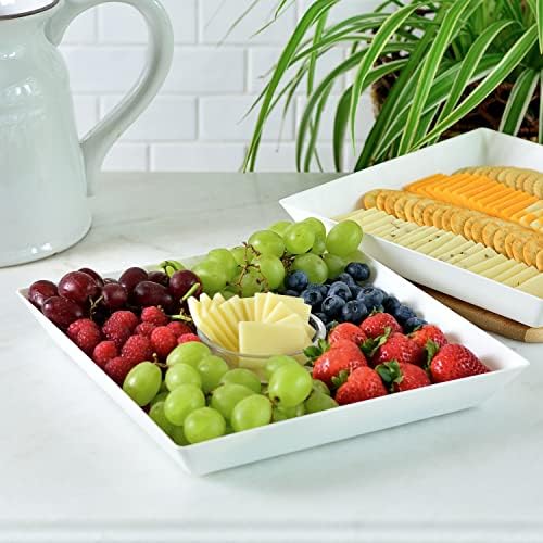 3 Pack Plastic Serving Trays, Square Serving Platter for Parties, 10 inch x 10 inch (White) in White, alternate view 2