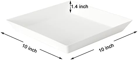 3 Pack Plastic Serving Trays, Square Serving Platter for Parties, 10 inch x 10 inch (White) in White, alternate view 3