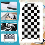 3 Pack Racing Theme Checkered Arch Backdrop Cover Set, Blue in 4ft x 1.65ft, 5ft x 2.1ft, 6ft x 2.6ft in Blue, alternate view