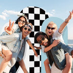 3 Pack Racing Theme Checkered Arch Backdrop Cover Set, Blue in 4ft x 1.65ft, 5ft x 2.1ft, 6ft x 2.6ft in Blue, alternate view
