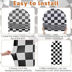 3 Pack Racing Theme Checkered Arch Backdrop Cover Set, Khaki in 4ft x 1.65ft, 5ft x 2.1ft, 6ft x 2.6ft in Khaki, alternate