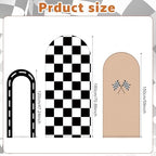 3 Pack Racing Theme Checkered Arch Backdrop Cover Set, Khaki in 4ft x 1.65ft, 5ft x 2.1ft, 6ft x 2.6ft in Khaki, alternate