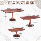 3 Pack Rectangular Acacia Wood Cake Stand 11/13/15 Inch in Brown, alternate view 2