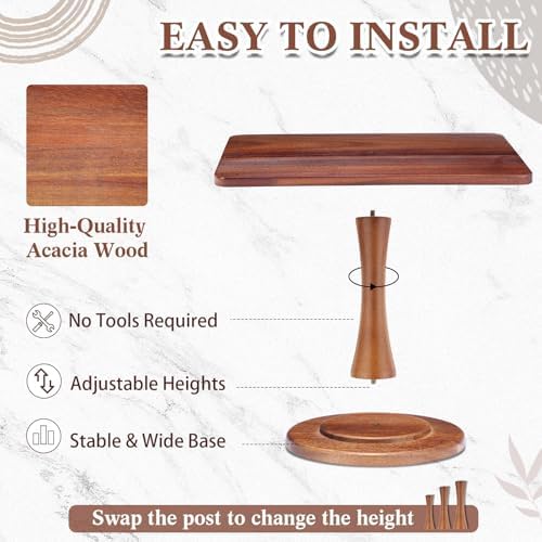 3 Pack Rectangular Acacia Wood Cake Stand 11/13/15 Inch in Brown, alternate view 3