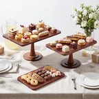 3 Pack Rectangular Acacia Wood Cake Stand 11/13/15 Inch in Brown, alternate view 4
