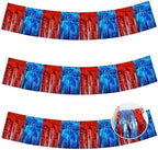 3 Pack Red Blue Foil Fringe Garland 30ft Wall Tinsel Banner in Red Blue