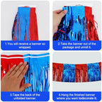 3 Pack Red Blue Foil Fringe Garland 30ft Wall Tinsel Banner in Red Blue, alternate view 2