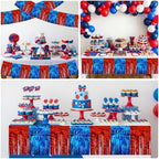 3 Pack Red Blue Foil Fringe Garland 30ft Wall Tinsel Banner in Red Blue, alternate view 4