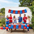 3 Pack Red Blue Foil Fringe Garland 30ft Wall Tinsel Banner in Red Blue, alternate view 5