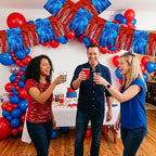 3 Pack Red Blue Foil Fringe Garland 30ft Wall Tinsel Banner in Red Blue, alternate view 6