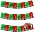3 Pack Red Green Foil Fringe Garland 30ft Wall Tinsel Banner in Red Green