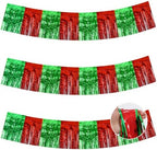 3 Pack Red Green Foil Fringe Garland 30ft Wall Tinsel Banner in Red Green