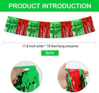 3 Pack Red Green Foil Fringe Garland 30ft Wall Tinsel Banner in Red Green, alternate view 3