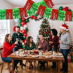 3 Pack Red Green Foil Fringe Garland 30ft Wall Tinsel Banner in Red Green, alternate view 6