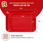 3 Pack Red Plastic Serving Trays for Party - 8 x 11 Inch - Heavy Duty Red Dessert Trays for Parties in 8 x 11, alternate view