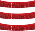 3 Pack Red Wavy Foil Fringe Garland 30ft Tinsel Wall Decor in Wavy Red